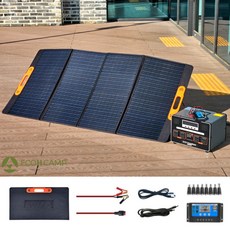에코H 휴대용 접이식 태양광 패널 충전기 18V 솔라 판넬 야외 이동식 캠핑 태양열 발전기, 200W, 1개