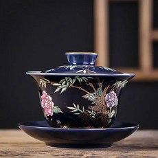 골드 아웃라인 쿵 스터 컵 세라믹 티컵 6개 세트 독특하고 세련된 티 드링킹 액세서리 선물 상자, B tea tur n 170ml, 1개