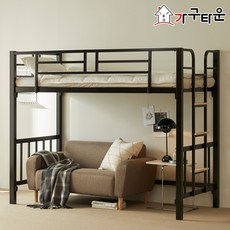 (주)가구타운 철제 벙커침대 DW201 사다리일체형 (싱글 / 슈퍼싱글), 슈퍼싱글 블랙+강판받침대, PE폼 양면 매트리스 1장