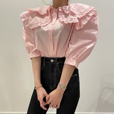 바이름 / 비비드2 프릴 카라 반팔 블라우스