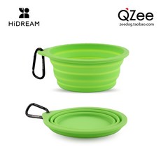 강아지 고양이 애견 댕댕이 밥그릇 식기세트qzee 미국 zeedog 개 휴대용 동반 그릇 접는 실리콘 개 분지 hidream 고양이 개 애완 동물 식기, 콩 녹색 접이식 천연 실리콘 다이닝 보울 hidr, m-중간, 1개