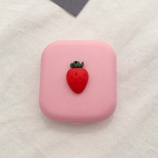 블루씨티 생과일 렌즈통 소프트 하드 여행용 휴대용 렌즈 케이스, 딸기, 2개