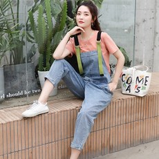데님멜빵팬츠 청멜빵팬츠 봄 여름 인싸템 여성 와이드 루즈핏 슬림핏 9부바지 캐쥬얼 바디슈트 슬립