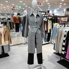 씨씨콜렉트 페이크레더 벨티드 롱재킷(E224PSF158/그레이)(3032862) 백화점