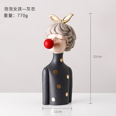 공예품 열쇠 수납 장식품 문입구 현관 행거 아이디어 방 북유렵풍 실내 집, T07-거품 여아-회색옷(현물 발송)
