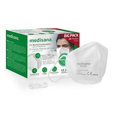 medisana FFP2 보호 마스크 RM 100 호흡 마스크 먼지 방지 클립이있는 PE 백에 개별 포장 된 25 개-C, 1