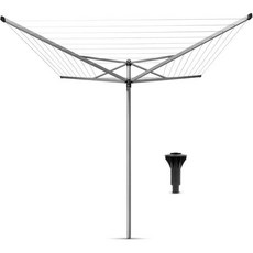 Brabantia Topspinner 아웃도어 4암 스피닝 빨래줄 164, Metallic Gray, 164 Ft, Clothesline + Concrete Tube