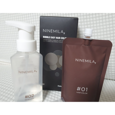 [셀프염색]+나인밀라 버블이지 기능성 염색약 100ml 흑갈색/자연갈색 중 택 1 NINEMILA HAIR COLOR 비건새치염색 블랙푸드추출물 피부저자극 쉽고 빠른 건강한 염색