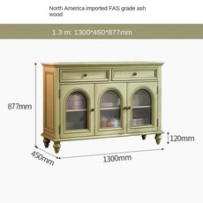아메리칸 스타일 레트로 원목 사이드보드 주방 보관 캐비닛 아치 문짝 와인, 3. 1.3 meters, 1개