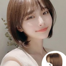 여성 청순여리 자연스러운 앞머리 숏단발 통가발 MMA, 1개, 자연블랙