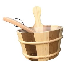 액세서리 사우나 욕실 스파 목욕 스팀 배럴 및 도구 국자 4L, Wood Brown, 1개