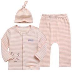 그린베베 국내생산 영유아 봄가을용 리틀라인 후라이스 내의 상하복 3종세트