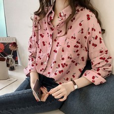 포플러앤씨 체리 플라워 블라우스