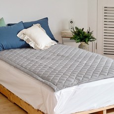 데일리 사계절 먼지없는 도톰 침대패드, 그레이