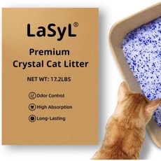 LaSyL 고양이 크리스탈 LaSyl 프리미엄 쓰레기 17.2파운드 4개월 지속 우수한 냄새 제어 흡수 뭉치지 않음 반려동물 흰색 파란색에 안전한 저추적 실리카겔4.3파운드 봉, 17.2LB, Blue & White, 1개