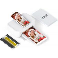 HPRT 포토 프린터 4x6 +20매 1리본 iPhone용 Wi-Fi 무선 인스턴트 픽처 프린터 Android 스마트폰 열 염료 승화 프린터 AR 비디오 인쇄 가정용 휴, WHITE