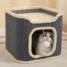 롱샹 고양이 집 방석 스크래쳐 숨숨집 캣타워, 1개, 그레이