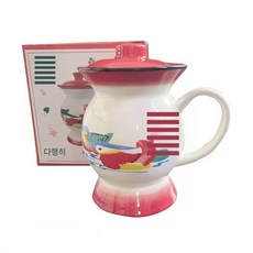 가래잔 빈티지 요강잔 도자기 물잔 가정용 머그잔 생일 결혼 동반 선물, 색깔3, 하나