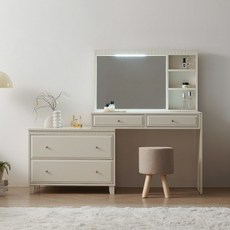 [리센트] 미카엘 확장형 800폭 서랍 LED 조명 화장대 L050018, 거울위치:좌측형