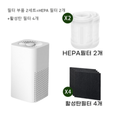 Darlisex 원룸 공기청정기 저소음 미니 공기청정기 거실 사무실 음이온, DA-300-필터 부품 2세트