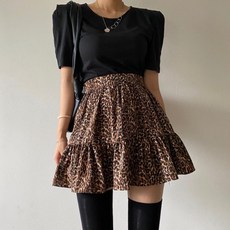 플루디 / 레오파드 프릴 뒷밴딩 미니스커트