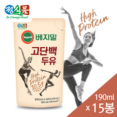 베지밀 고단백 두유 파우치, 15개, 190ml