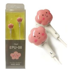 로하스_lohasshop_미니어처 수제 이어폰 EPU-08 (핑크구름) 이어폰 귀여운이어폰 초등학생이어폰 선물용이어폰 패션이어폰 통화이어폰 음악감상이어폰 미니어처이어폰 핸드메이드이, 옵션없는품목입니다, 옵션없는품목입니다
