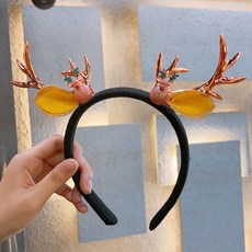 크리스마스 루돌프 사슴 머리띠 산타 파티용품 장식, 접힌 귀 돼지