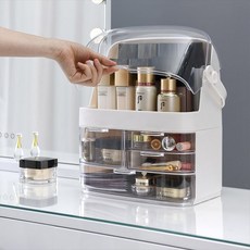 로에드 뚜껑없는 먼지차단 3단 아크릴 화장품정리함, 아크릴3단 화장품정리함(숏)_화이트, 아크릴3단 화장품정리함(롱)_화이트