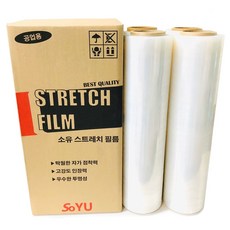 소유 공업용랩 스트레치필름 20mic x 500mm 350M 4롤, 투명, 4개