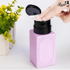 리무버공병 디스펜서 멘다 220ml 70ml 펌프공병 디스펜스 6.5oz 도자기 공용기 네일리무버통 멘다공병 네일공병 원터치 아세톤 강화유리 국가고시 시험용, 1ea, 06.사각/연보라