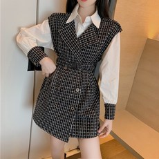 여성 벨벳 케네스레이디 셔츠 벨트 린 트렌치 원피스