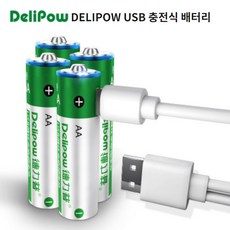 DELIPOW USB 충전식 배터리 1+1, AAset