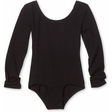 [L사이즈] Danskin Big Girls 'Long Sleeve Leotard Black Medium (8-10) : 의류