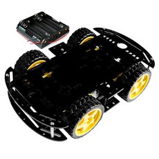 [OEM] 아두이노 아두이노키트아두이노용 스마트 자동차 속도 인코더 및 배터리 4WD 로봇 섀시, Black, 05 Black