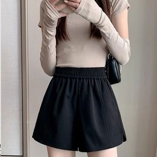 여성 A라인 허리밴딩 2color 겨울 팬츠 모직 반바지