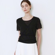 Ourcomos comos 1141 wrap frill half T-shirt (black) - 아워코모스