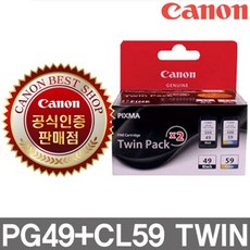 캐논 정품 잉크 트윈팩 PG-49 + CL-59, 검정+컬러, 1세트