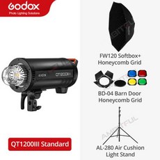 Godox QT1200III 1200W 빠른 스튜디오 플래시 5600K Bowens 마운트 플래시 기간 1/29600s 2.4G 무선 시스템 40W LED 모델링 램프, Qt1200iii Kit 5, 1개