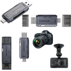 TB195 USB3.0 C타입 OTG 멀티 MICRO SD 카드리더기 블랙박스 스마트폰 카메라, 1개