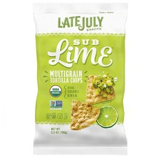 Late July SUB Lime Multigrain Tortilla Chips 레이트줄라이 서브 라임 멀티그레인 또띠아 칩 5.5oz(156g) 4팩, 1개, 156g