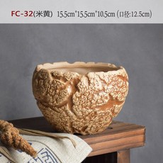 리에송 펜지꽃과 소박 태우기 다육 큰사이즈 라지 도자기 배기 클래식 오래 된 말뚝 독창적 파열되다 콤비네이션 고기, 타바스그레이 FC-32 (베이지 )