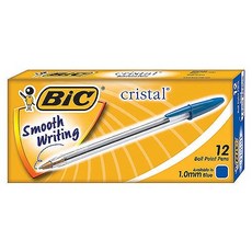 BIC 크리스탈볼펜 1.0mm/청/12개입 오피스용품/회사용품/회사비품/사무실비품/필기도구/학생볼펜/매직/마카/형광팬/사인펜