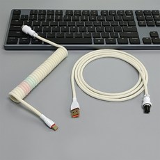 기계식 키보드 커스텀 항공케이블 코일 C to USB, 솜사탕, 180cm, 1개