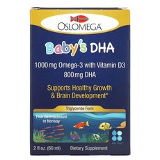 Oslomega 노르웨이산 유아용 DHA 비타민 D3 함유 60ml(2fl oz), 1개