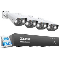 ZOSI poe 500 ai ai poe 8ch poeNVR hdd2tb H.265+ IP66 방범 카메라 옥외 암시 촬영 화소 - poenvr