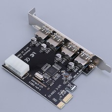 QDY PCI E - 4 PCI 어댑터 USB 3.0 PCI-e 확장 카드 4 포트 USB3.0 컨트롤러, 1개