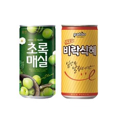 웅진 초록 매실+ 팔도 밥알없는 비락식혜 180ml 각30캔 총60캔 매실/과일음료/미니캔/식혜, 30개