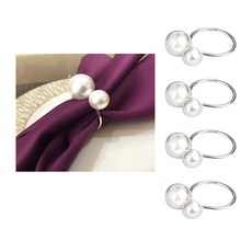 냅킨 링스 진주 냅킨 버클 펄 실버 골드 웨딩 크리스마스 생신 냅킨 링은 Pearl Napkin Rings Serviette Buckle Gold Silver, 실버 -4 PCS, 4개