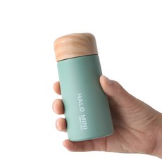 PUKO Halo仿木紋蓋迷你保溫瓶, 綠色, 150ml, 1入